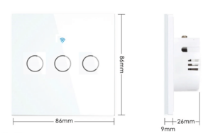 Hármas - Üveg előlapú okos villany kapcsoló