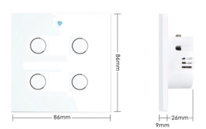 Négyes - Üveg előlapú okos villany kapcsoló